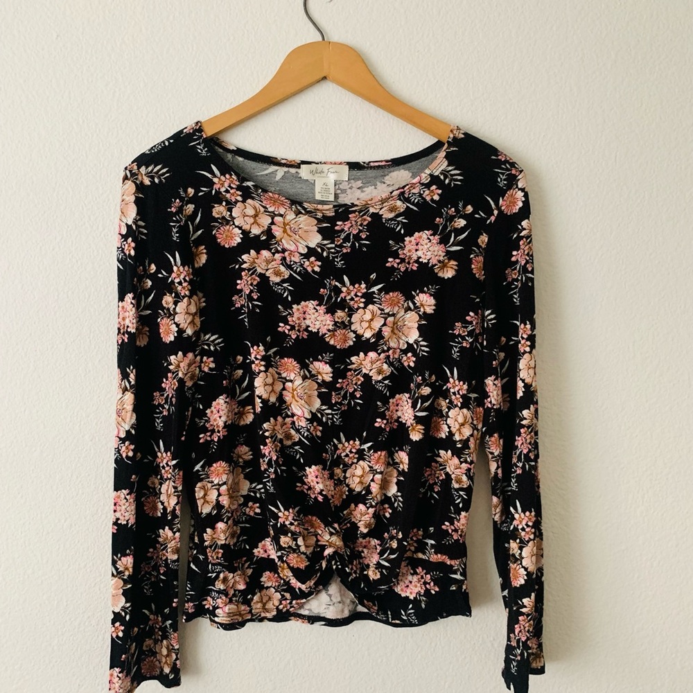 Black with pink floral print long sleeve